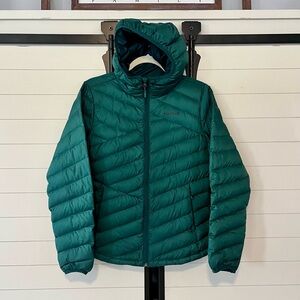 Marmot Highlander Hoody Puffer Jacket Women’s Small Green 700 Fill